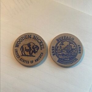 1982 Vintage Wooden Nickel Souvenir Set
